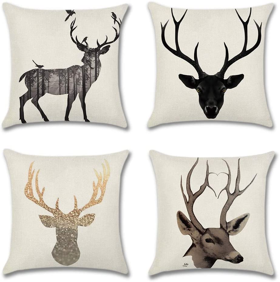 DEER SILHOUETTE CUSHION COVERS (PACK OF 4)