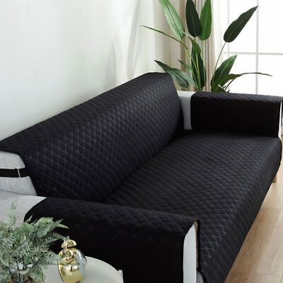 Sofa Cover Quilted Reversible Couch Cover - Black