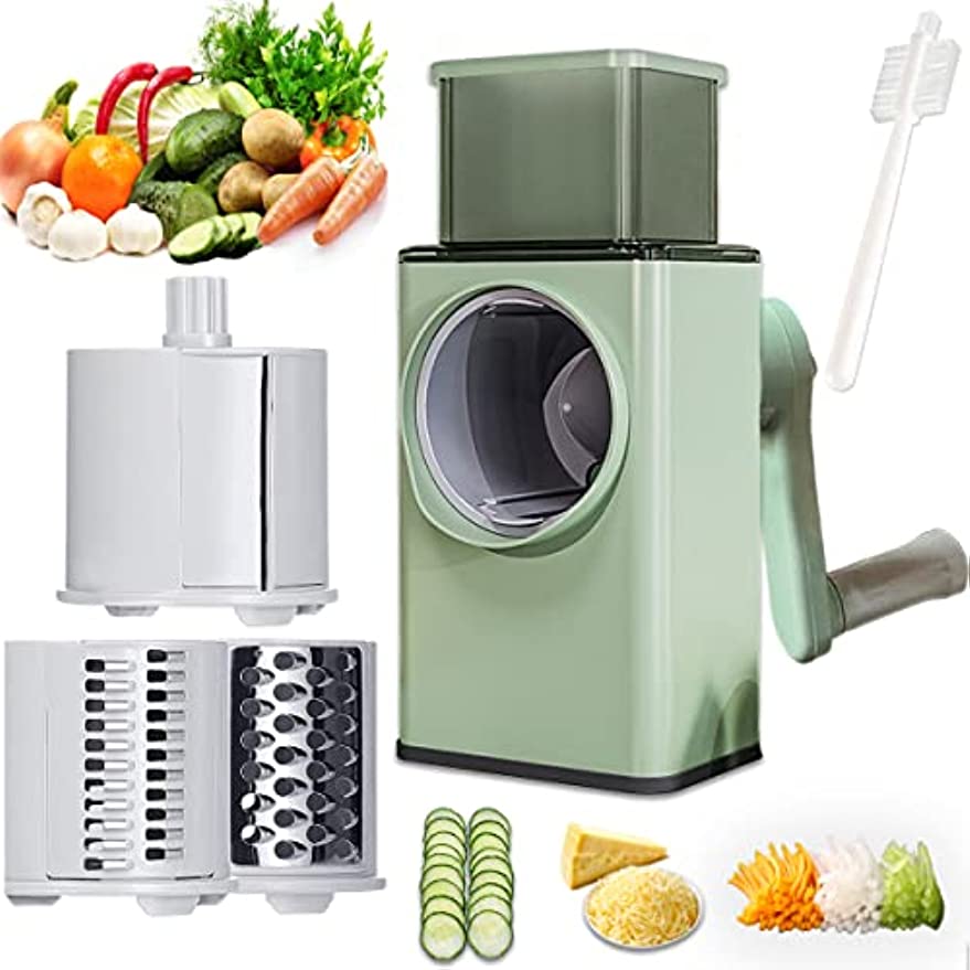 Multifunctional Rotary Vegetable Cutter 3 In 1 Manual Vegetable Slicer Rotary Cheese Grater Shredder Potato Chopper Carrot Cutter Peeler Maker