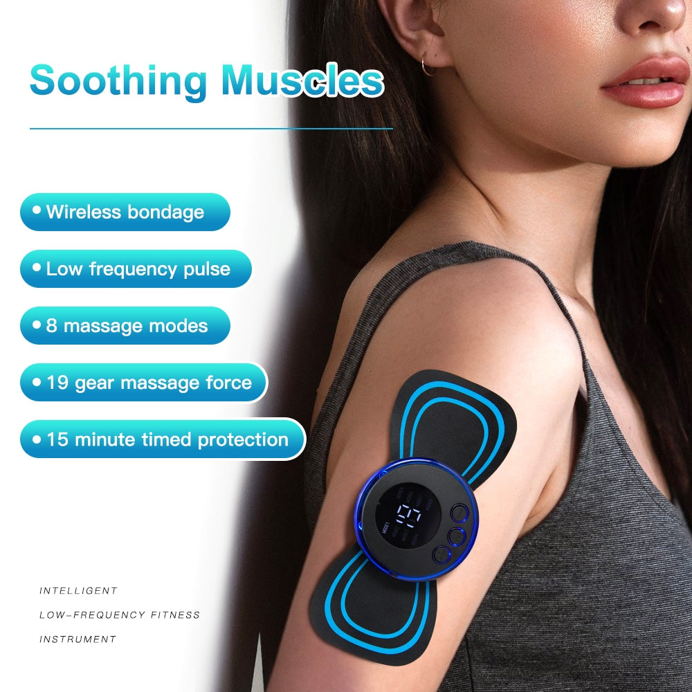 LCD Display EMS Neck Massage Electric Massager Cervical Neck Back Patch 8 Mode Pulse Muscle Stimulator Portable Relief Pain