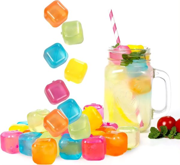 Reusable ice cube Pack Of 12 Peices Square Reusable Ice Cubes | Filled With Pure Water (multi Random Color)